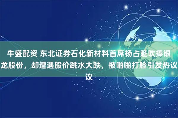 牛盛配资 东北证券石化新材料首席杨占魁吹捧银龙股份，却遭遇股价跳水大跌，被啪啪打脸引发热议